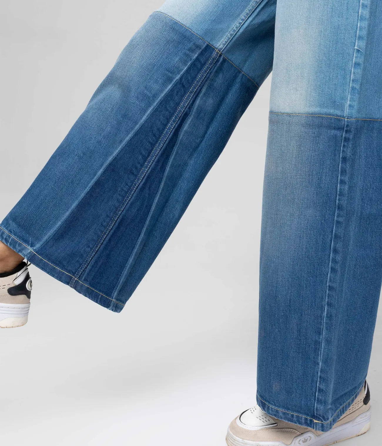 Wide Leg Knee Panel Jeans