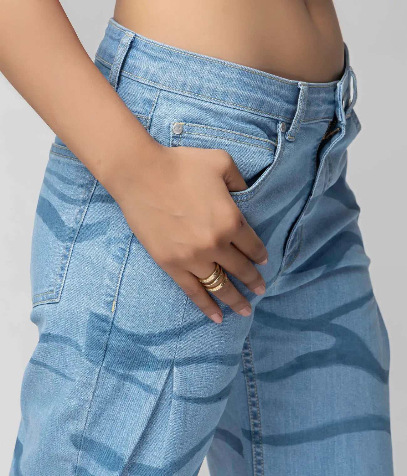 Hand Brush Print Flare Jeans