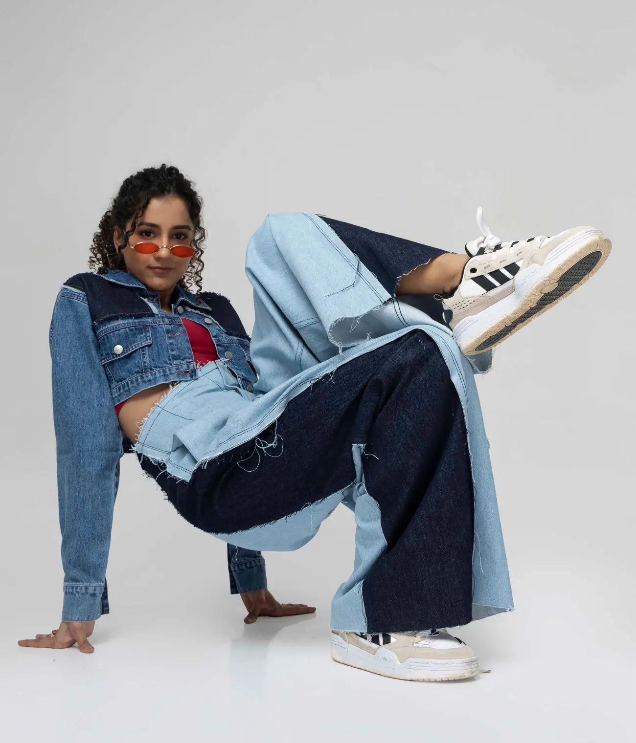 Wide Leg Panel Jeans