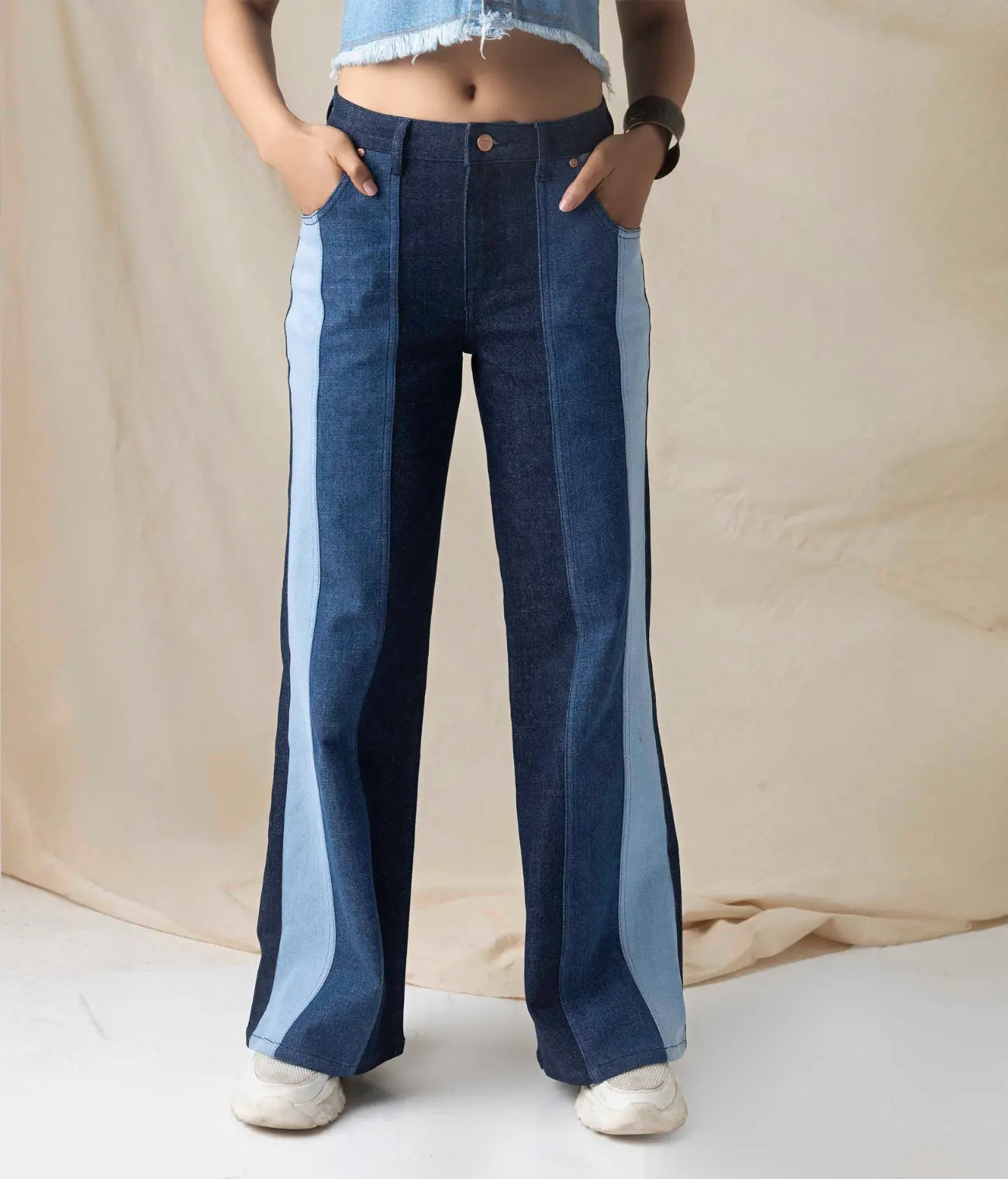Flare Panel Block Jeans