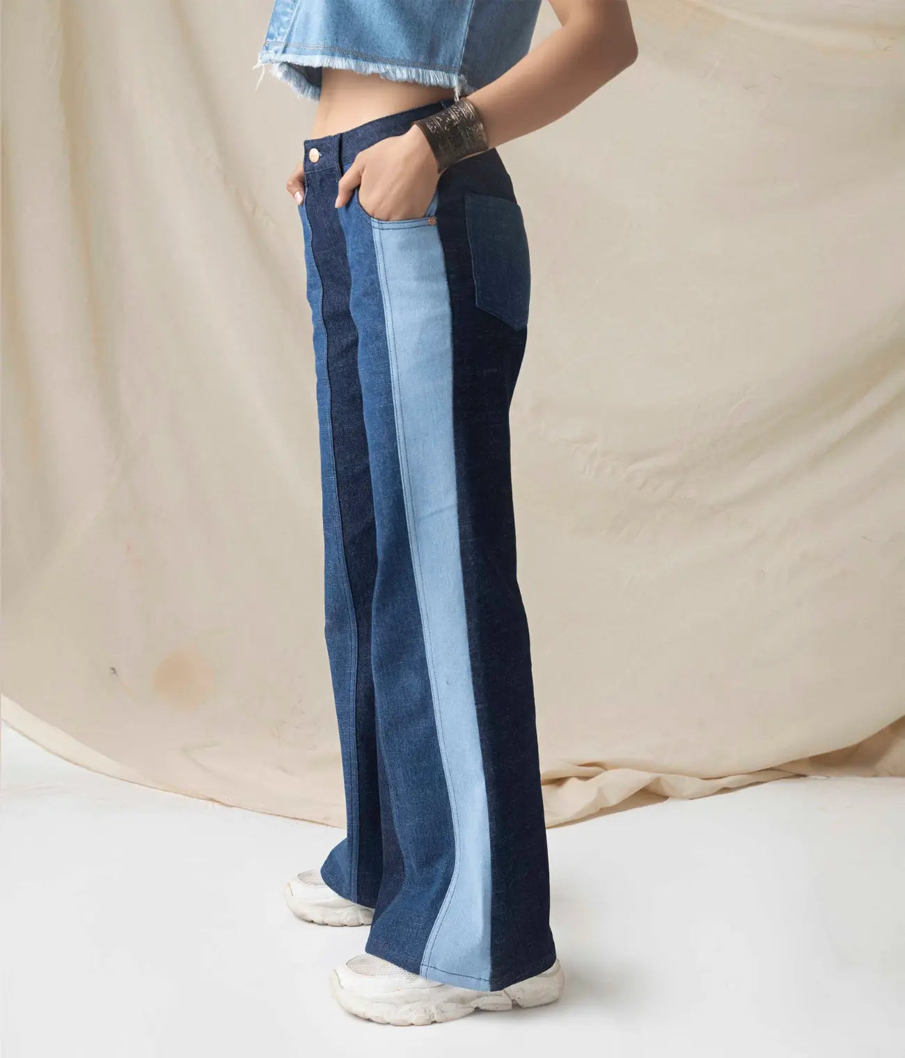 Flare Panel Block Jeans