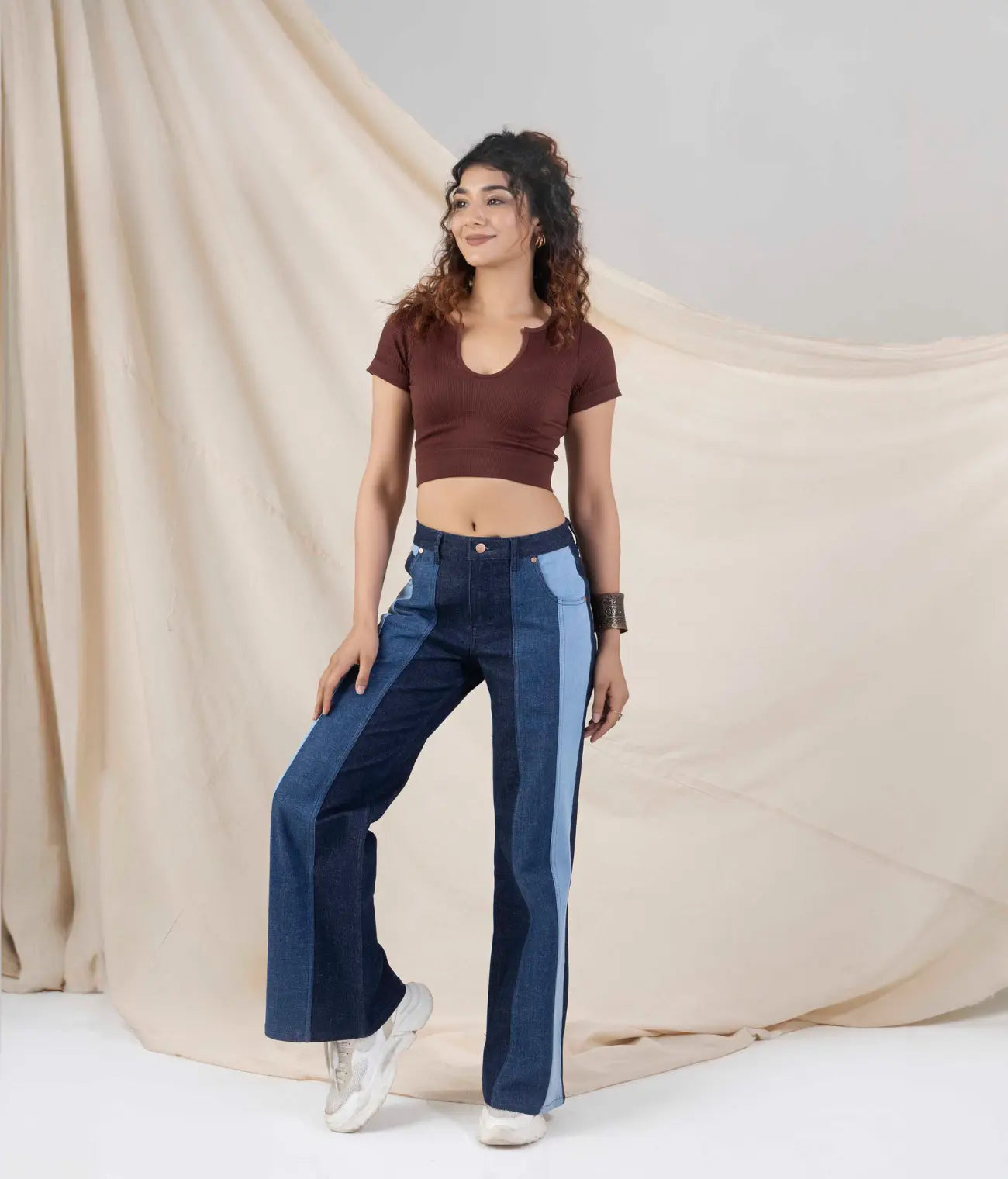Flare Panel Block Jeans