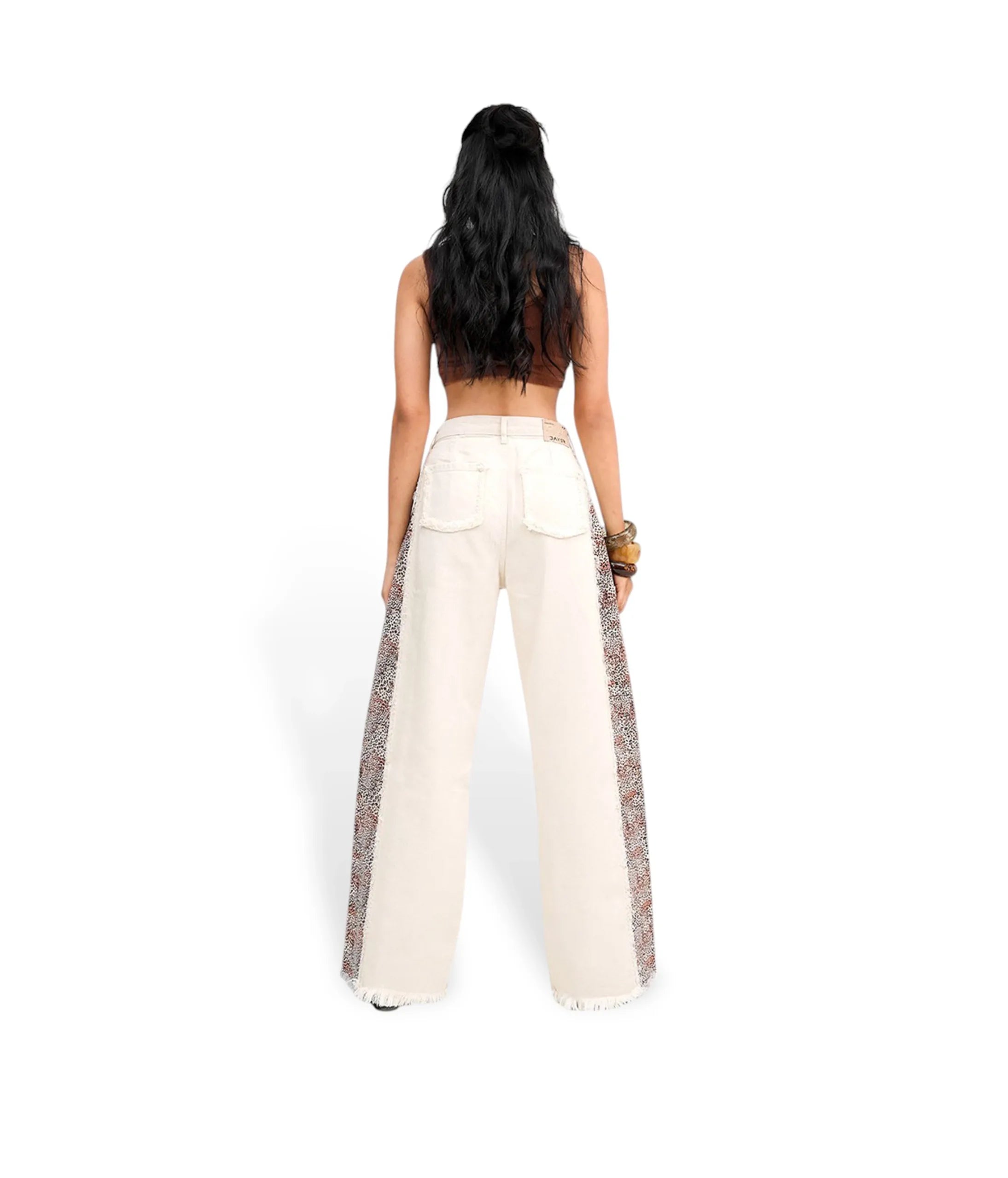 Off White Leopard  Wide Leg Jeans