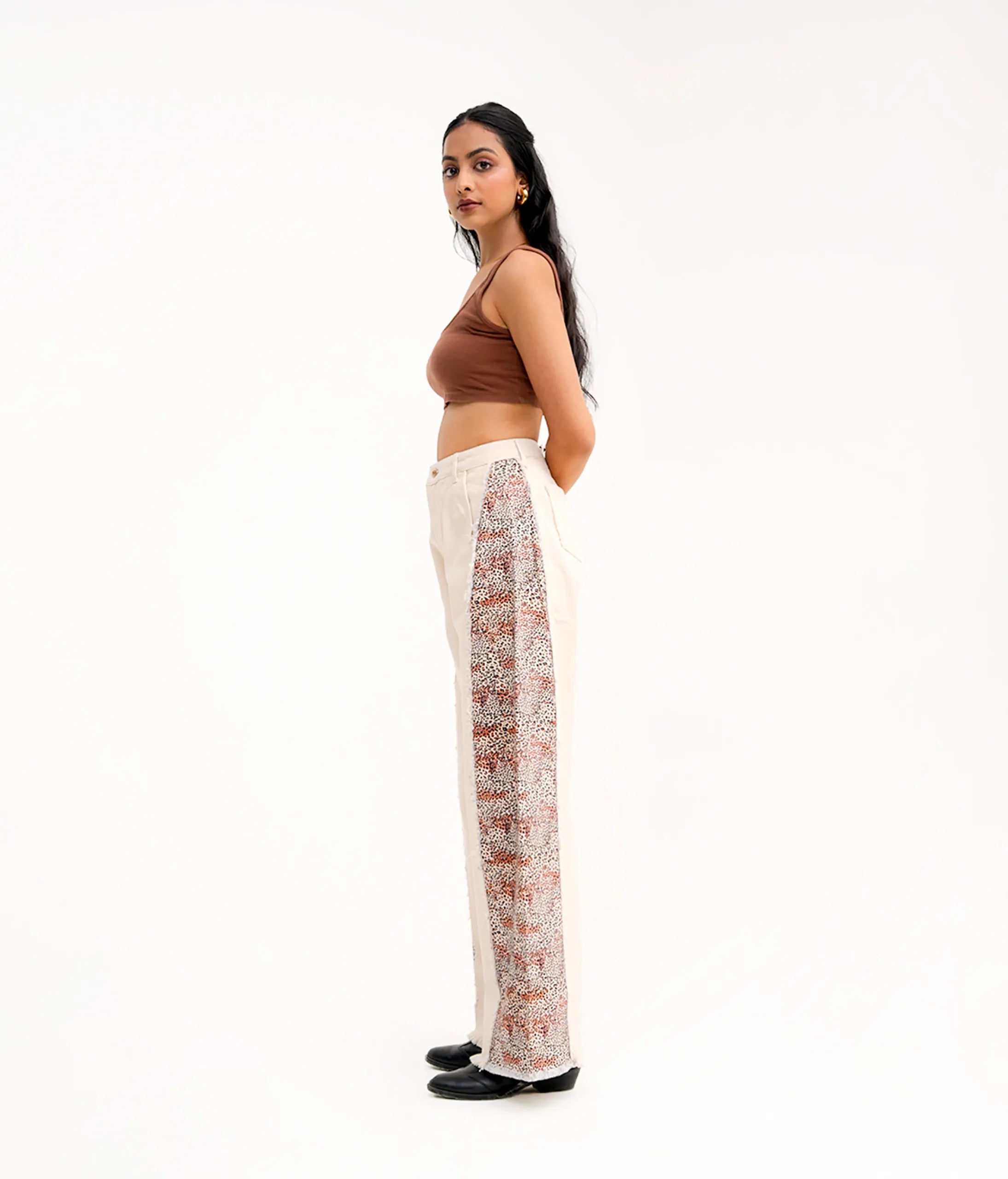 Off White Leopard  Wide Leg Jeans