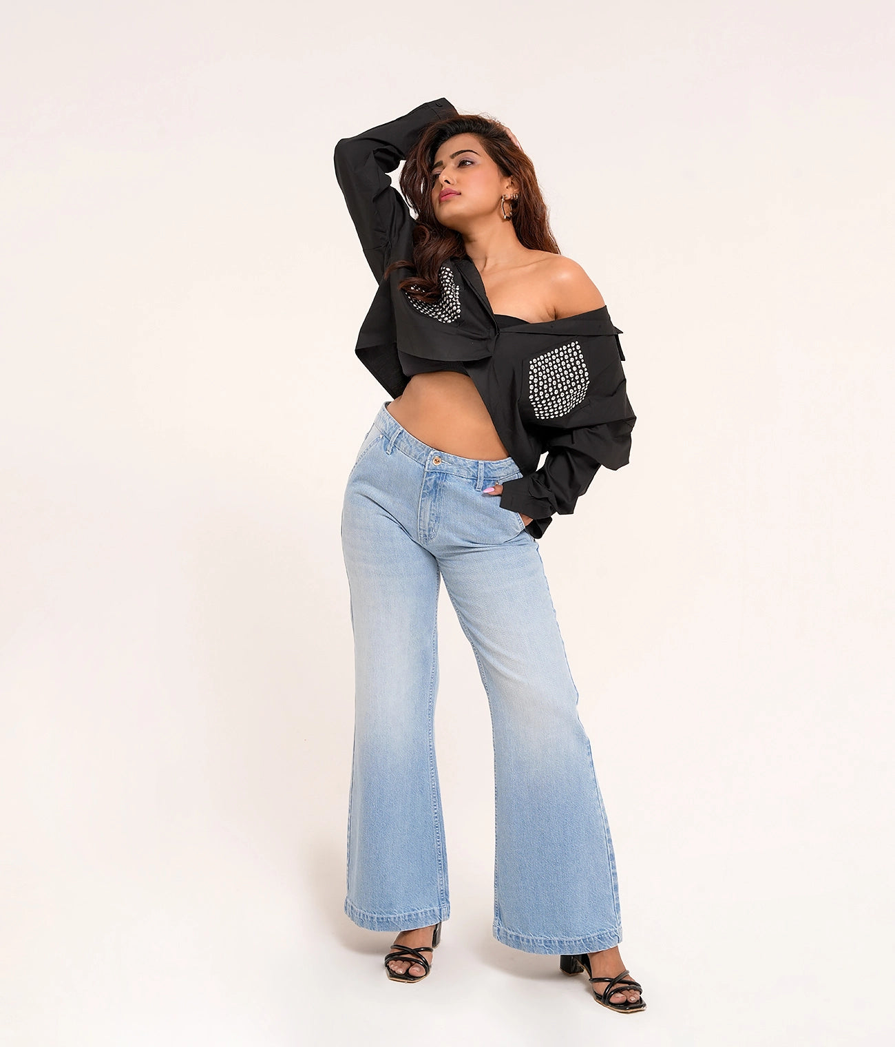 Light Blue Denim Flared Jeans