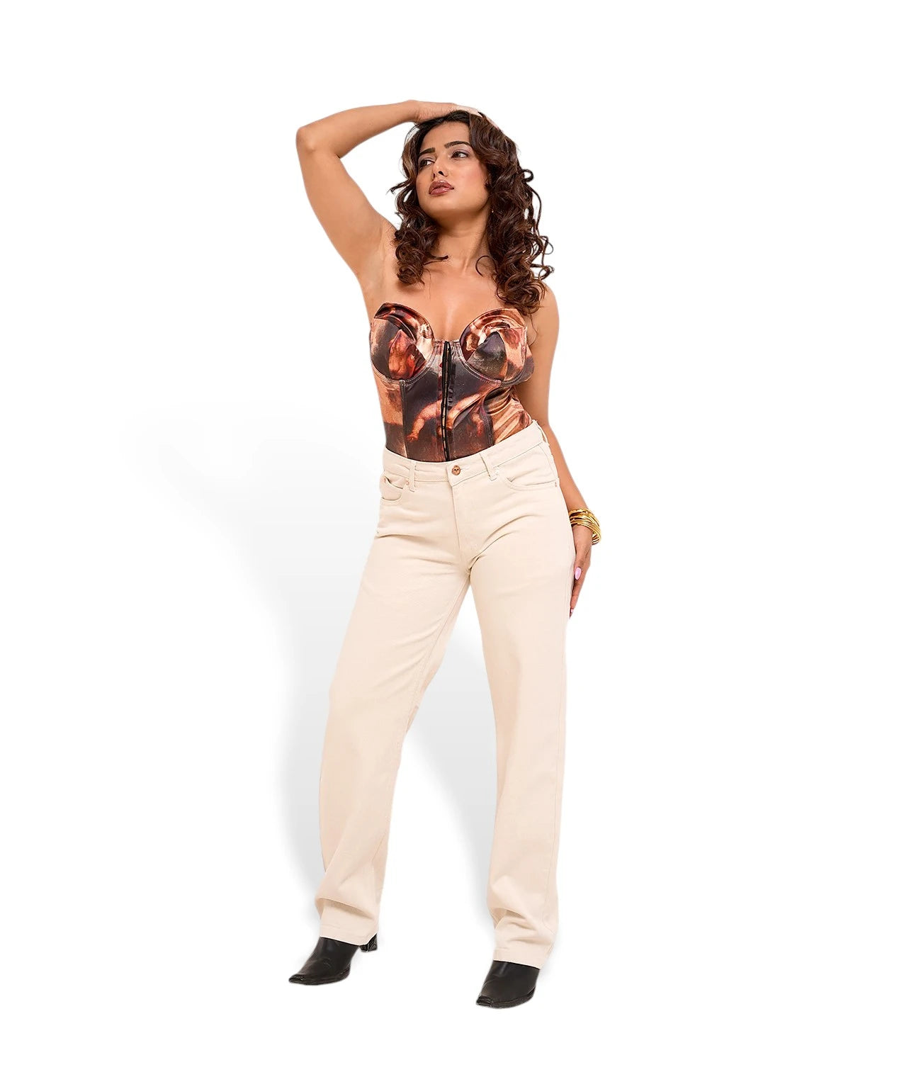 Beige Women Straight leg jeans