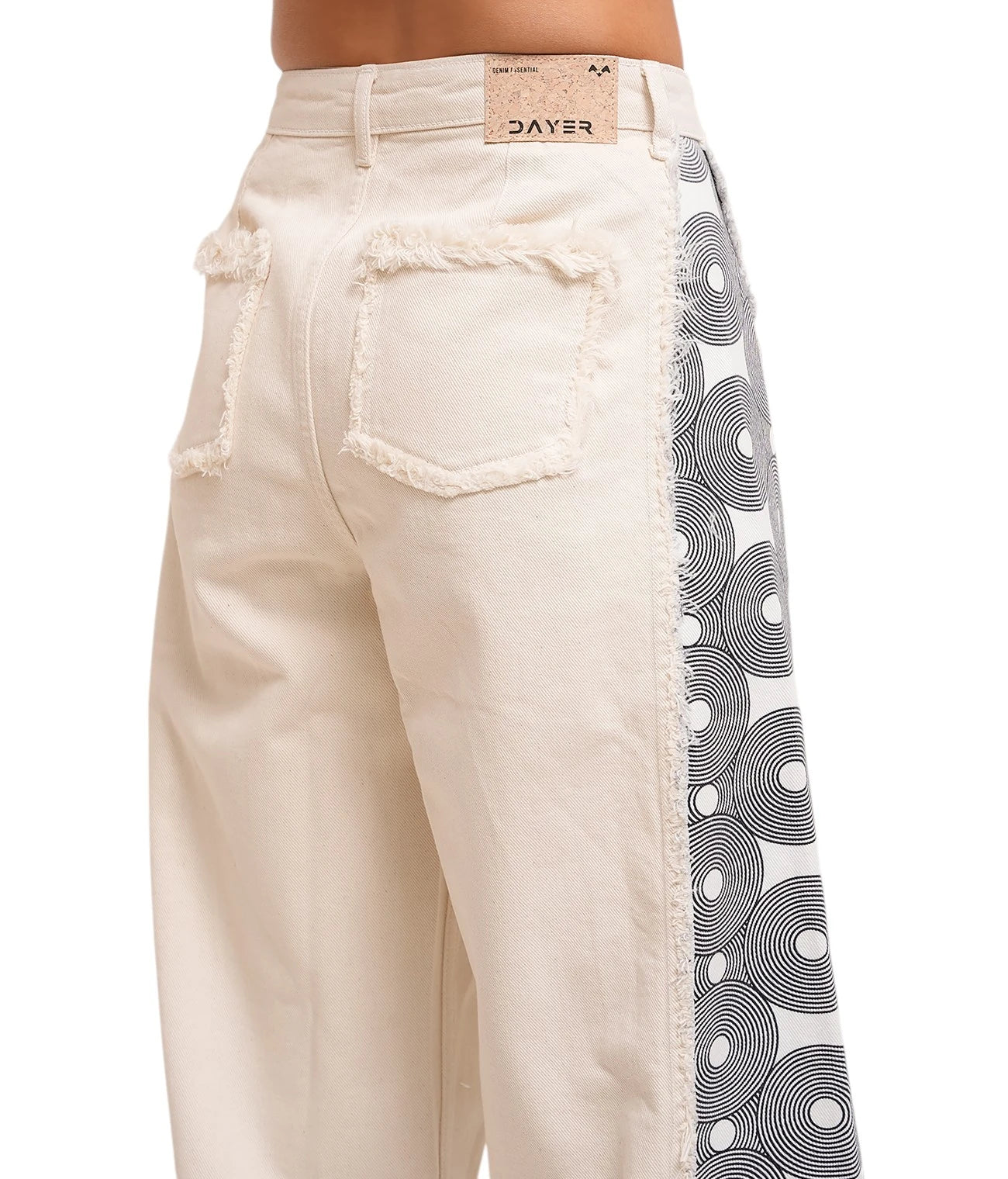 Beige Wide leg Panel Jeans