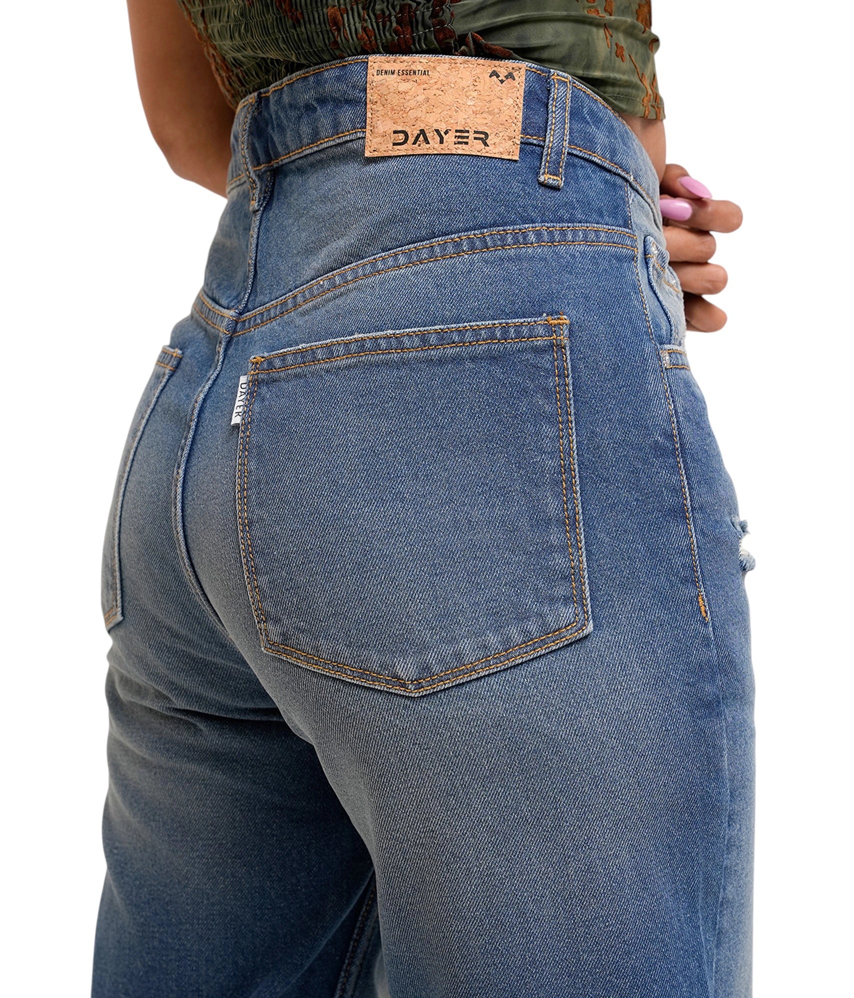 Classic Blue Denim Wide-Leg Jeans