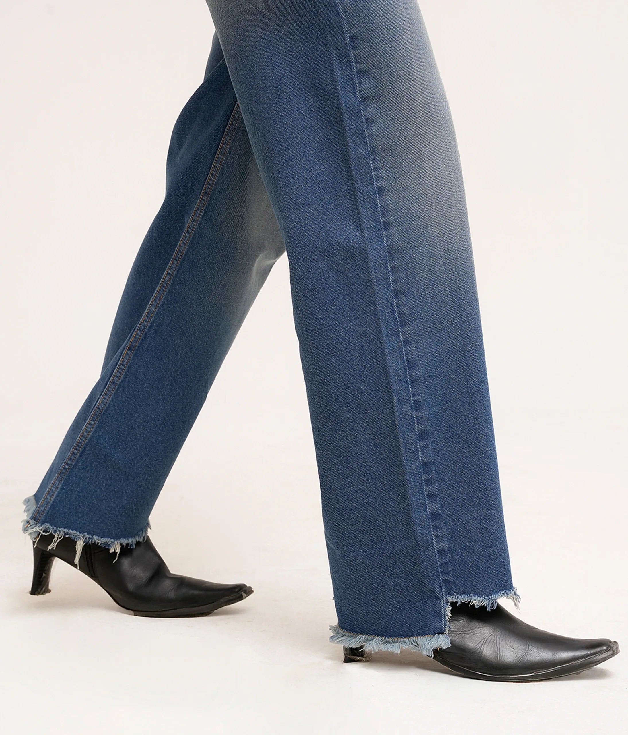 Classic Blue Denim Wide-Leg Jeans