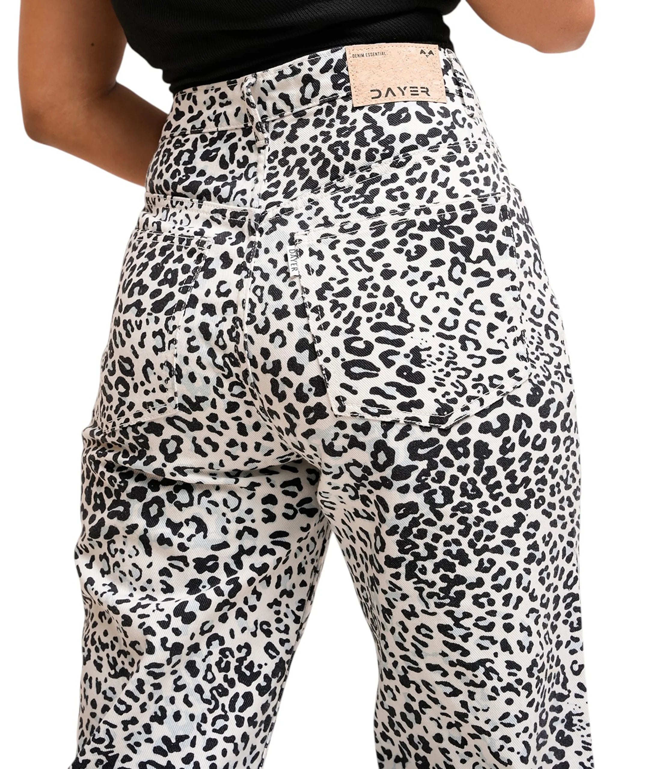 Zebra Print Denim Straight Fit Jeans