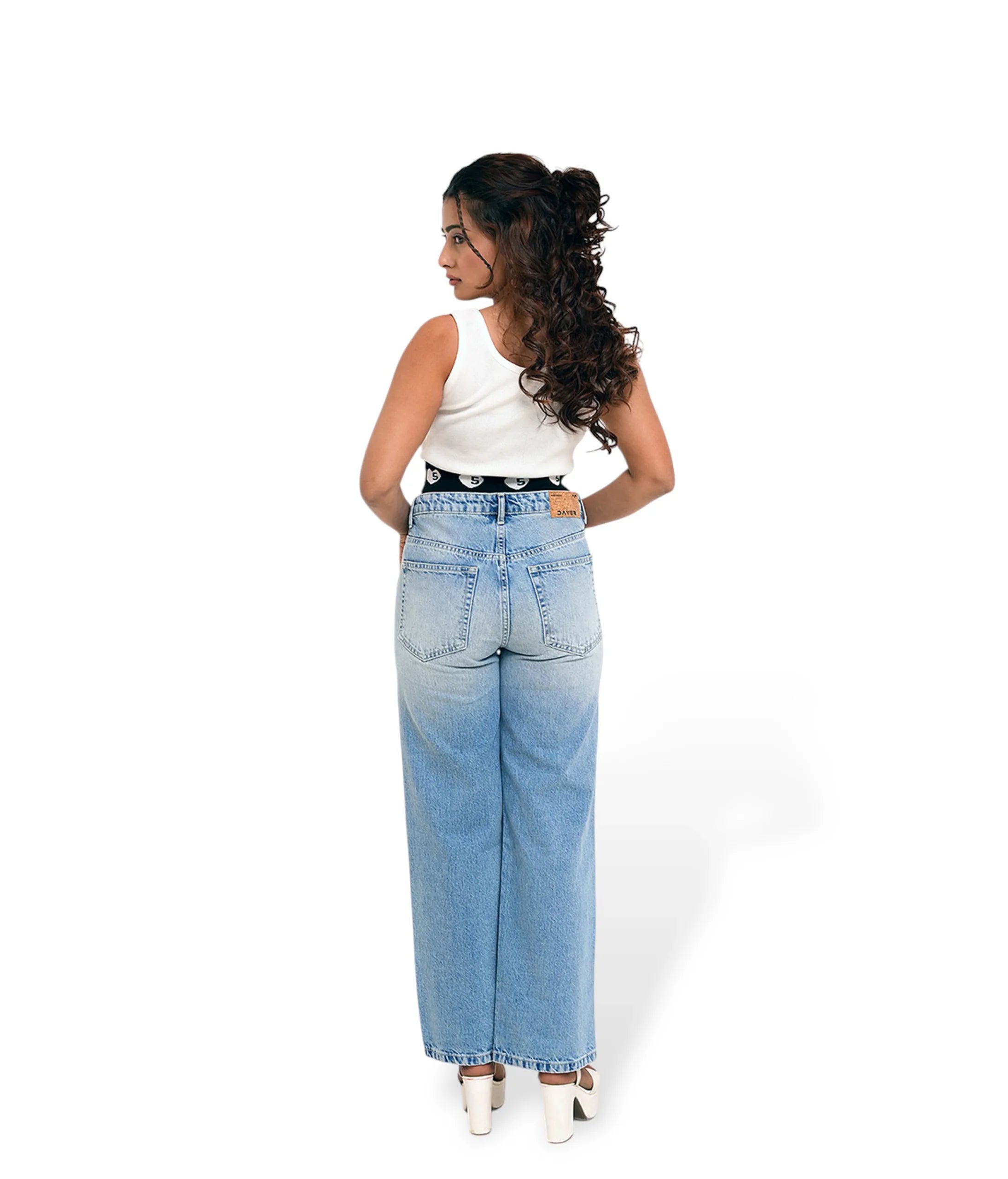 Light Wash Denim Wide-Leg Jeans