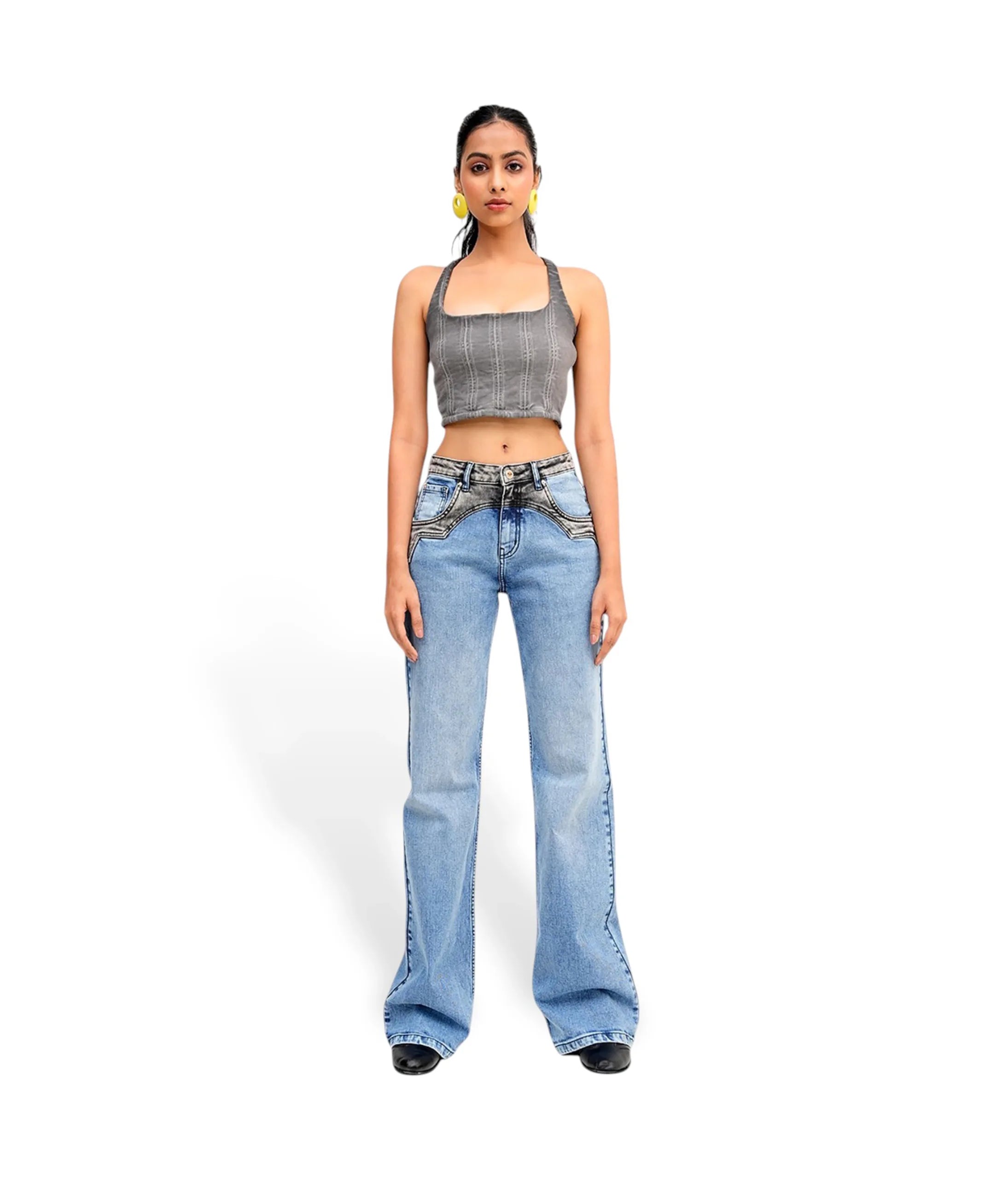DualTone  Denim Flare Jeans