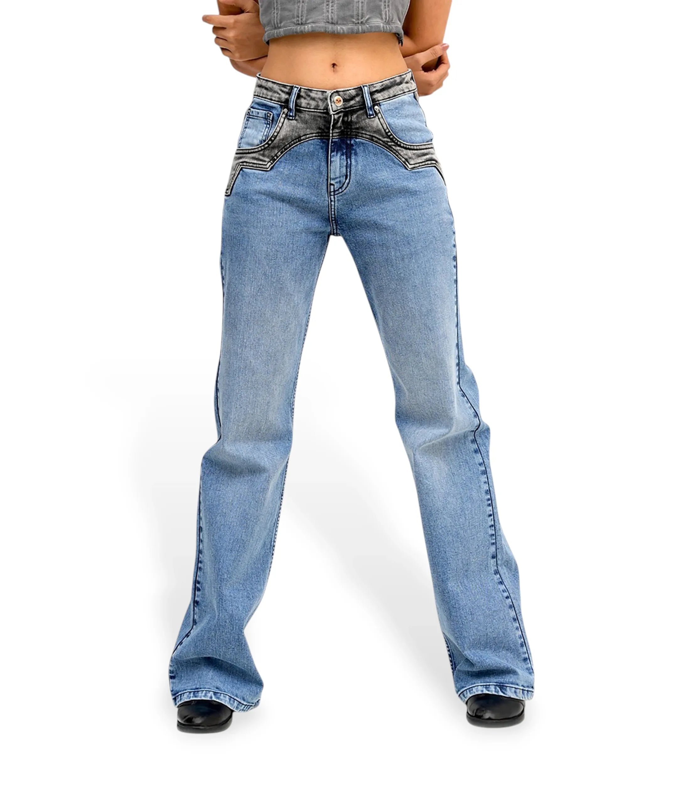 DualTone  Denim Flare Jeans