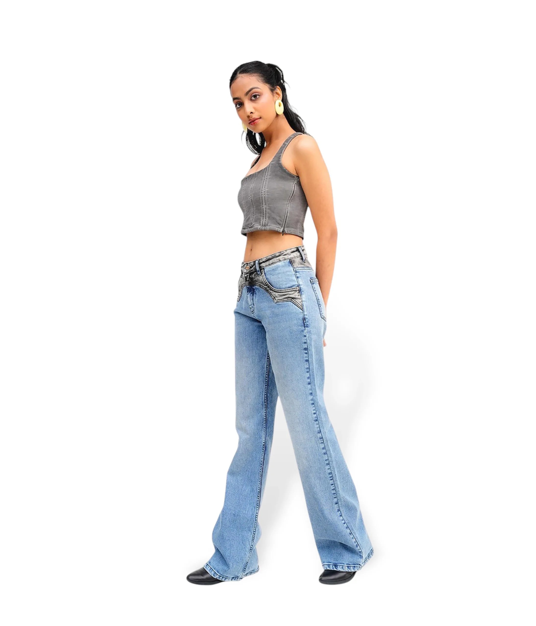 DualTone  Denim Flare Jeans